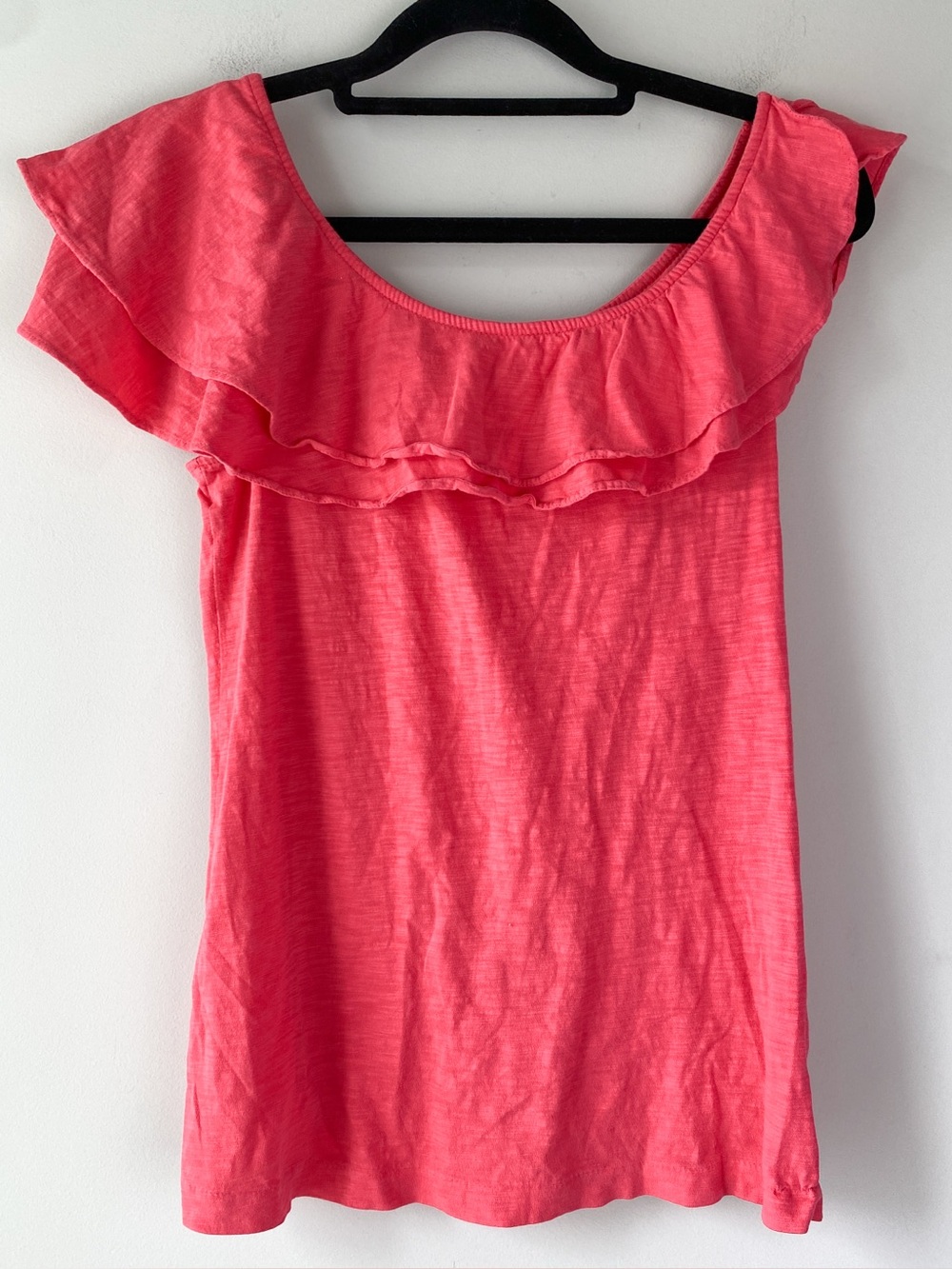 Lilly Pulitzer Womens Wynne Ruffle Tank S Coral Pink Pima Cotton Blouse